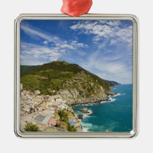 Italië, Cinque Terre, Vernazza, Stadsje aan de hel Metalen Ornament