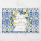 Italië Citroenblauw Tegels Grazie Vrijgezellenfees Likeurfles Etiket (Enkel label)