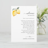 Italië Citroenen Bruiloft Welkomstbrief Itinerariu Kaart (Staand voorkant)