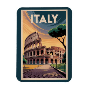 Italië Colosseum Illustratie Reis Kunst Vintage Magneet