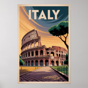 Italië Colosseum Illustratie Reis Kunst Vintage Poster