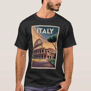 Italië Colosseum Illustratie Reis Kunst Vintage T-shirt