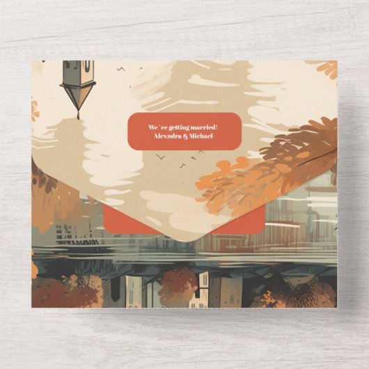 Italië Comomeer Bestemming Bruiloft All In One Uitnodiging (Achterkant)