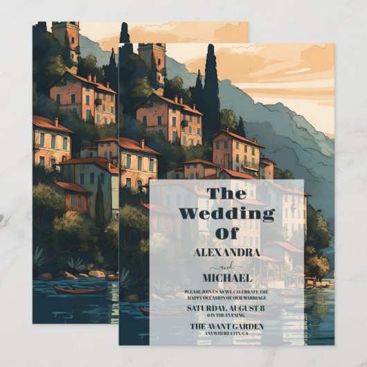 Italië Comomeer Bestemming Bruiloft Kaart (Voorkant / Achterkant)