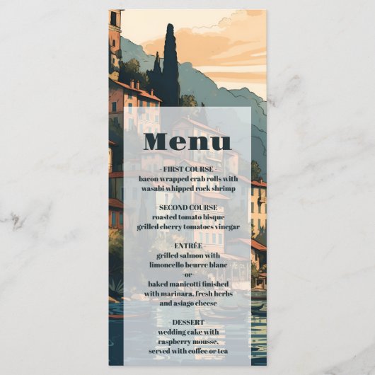 Italië Comomeer Bestemming Bruiloft Menu (Voorkant)