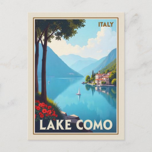 Italië Comomeer Vintage Reizen Briefkaart (Voorkant)
