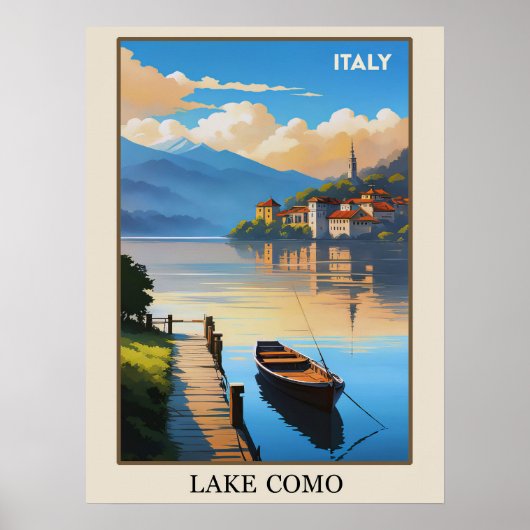 Italië Comomeer Vintage Reizen Poster (Voorkant)