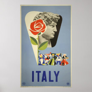Italië David Statue Vintage Travel Poster