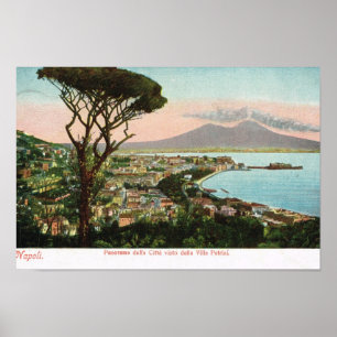 Italië, de baai van Napels en Vesuvius Poster