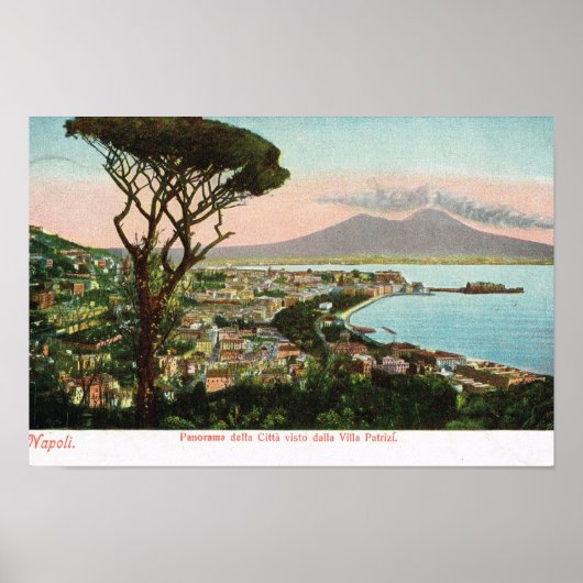 Italië, de baai van Napels en Vesuvius Poster (Voorkant)