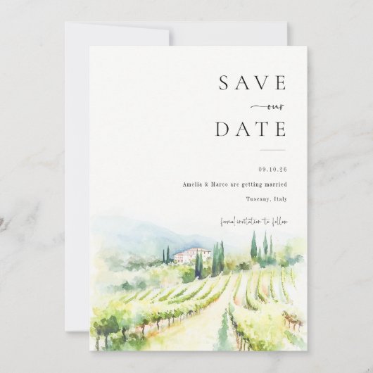 Italië Destination Wedding Save the Date Kaart (Voorkant)