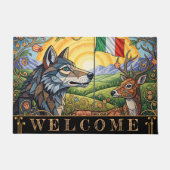 Italië deurmat, vlag, wolf en herten moderne kunst deurmat (Voorkant)