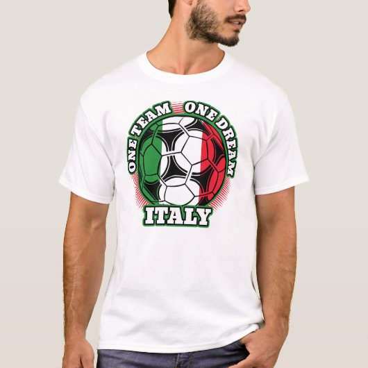 italië : één team één droomItaliaanse vlag T-shirt (Voorkant)