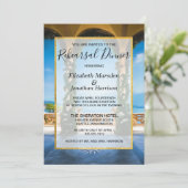 Italië Elegant Blue Green Gold Rehearsal Dinner Kaart (Staand voorkant)