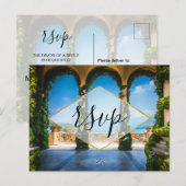 Italië Elegant Blue Green Gold RSVP Enclosure Uitnodiging Briefkaart (Voorkant / Achterkant)