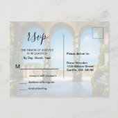 Italië Elegant Blue Green Gold RSVP Enclosure Uitnodiging Briefkaart (Achterkant)