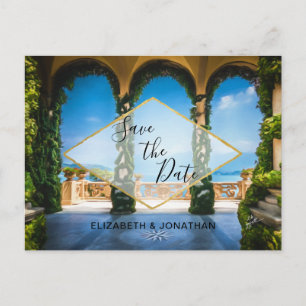 Italië Elegant Blue Green Gold Save the Date Aankondigingskaart