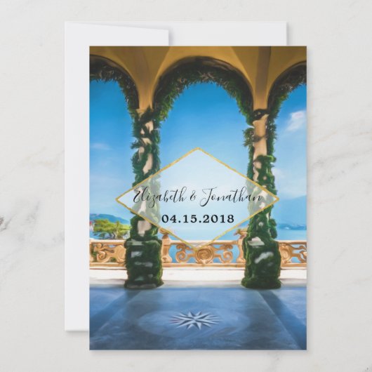 Italië Elegant Gold Blue Green Vrijgezellenfeest Kaart (Achterkant)