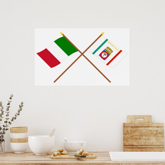 Italië en Apulië over de vlag Poster (Keuken)