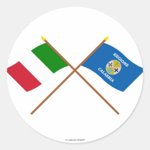 Italië en Calabrië kruisen vlaggen Ronde Sticker