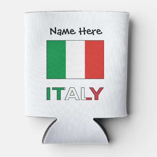 Italië en de Italiaanse vlag met Jouw naam Blikjeskoeler (Voorkant)