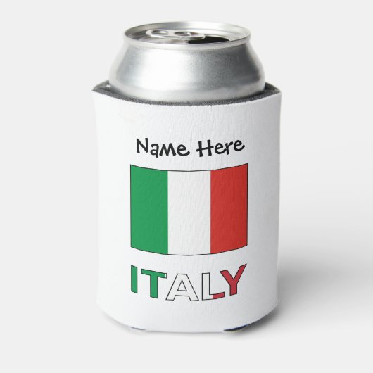 Italië en de Italiaanse vlag met Jouw naam Blikjeskoeler (Blikje Achterkant)