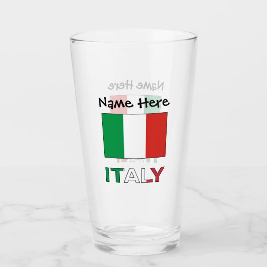 Italië en de Italiaanse vlag met Jouw naam Glas (Voorkant)