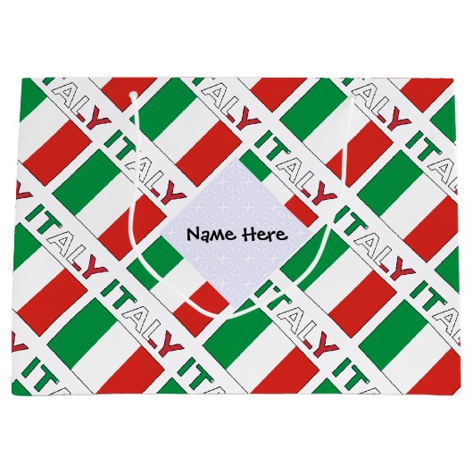 Italië en de Italiaanse vlag met Jouw naam Groot Cadeauzakje (Voorkant)
