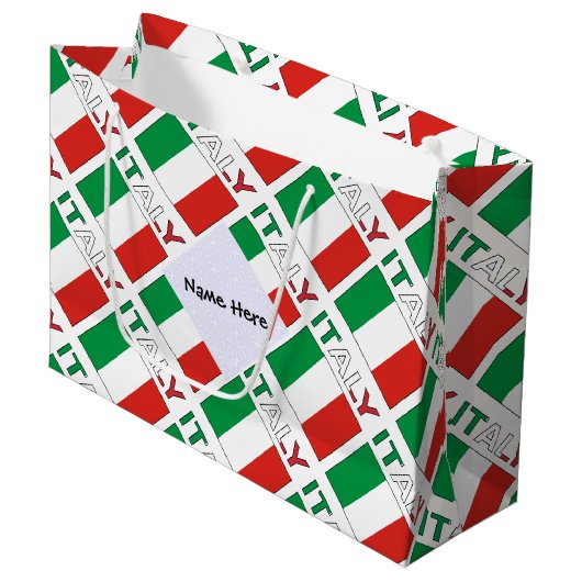 Italië en de Italiaanse vlag met Jouw naam Groot Cadeauzakje (Voorkant Gekanteld)