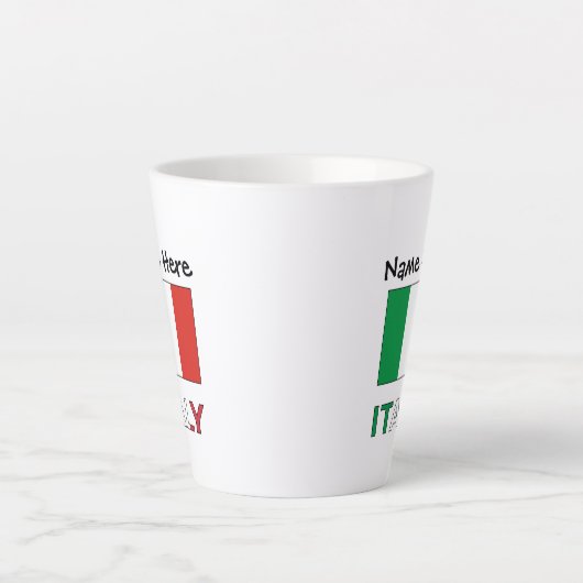 Italië en de Italiaanse vlag met Jouw naam Latte Mok (Voorkant)