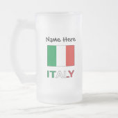 Italië en de Italiaanse vlag met Jouw naam Matglas Bierpul (Links)