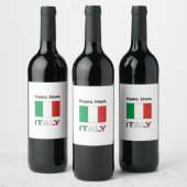 Italië en de Italiaanse vlag met Jouw naam Wijn Etiket (Flessen)