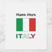 Italië en de Italiaanse vlag met Jouw naam Wijn Etiket (Enkel label)