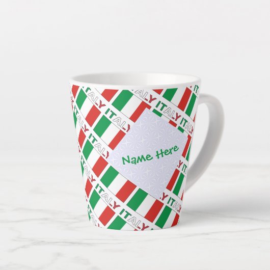 Italië en Italiaanse vlag betegelde groene persona Latte Mok (Rechterhoek)