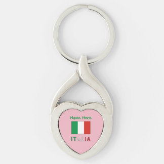 Italië en Italiaanse Vlag Groen Personalisatie Sleutelhanger