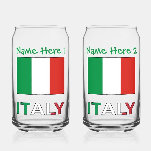 Italië en Italiaanse vlag Groene Personalisatie Blikvorm Glas (Voorkant)