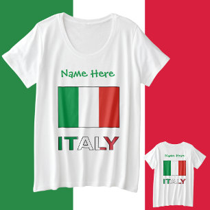 Italië en Italiaanse vlag Groene Personalisatie Grote Maat T-shirt