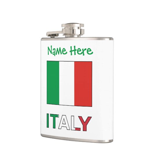 Italië en Italiaanse vlag Groene Personalisatie Heupfles (Links)