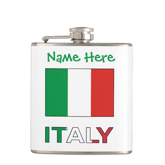 Italië en Italiaanse vlag Groene Personalisatie Heupfles (Voorkant)