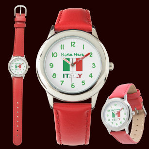 Italië en Italiaanse vlag Groene Personalisatie Ki Horloge