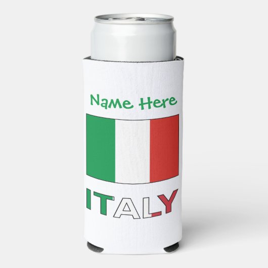Italië en Italiaanse vlag Groene Personalisatie Seltzer Blikjeskoeler (Seltzer Achterkant)