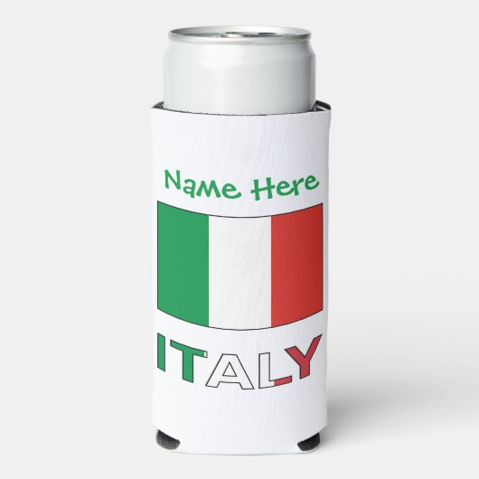 Italië en Italiaanse vlag Groene Personalisatie Seltzer Blikjeskoeler (Seltzer Voorkant)