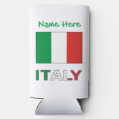 Italië en Italiaanse vlag Groene Personalisatie Seltzer Blikjeskoeler (Achterkant)