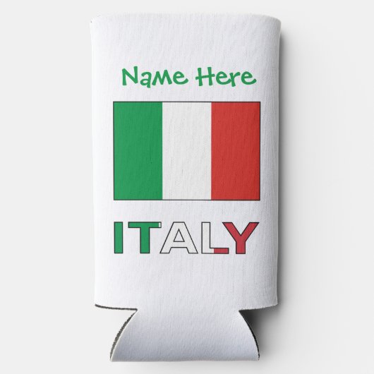 Italië en Italiaanse vlag Groene Personalisatie Seltzer Blikjeskoeler (Achterkant)