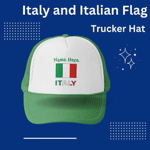 Italië en Italiaanse vlag Groene Personalisatie Trucker Pet