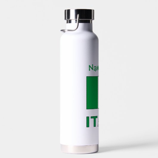 Italië en Italiaanse vlag Groene Personalisatie Waterfles (Rechts)