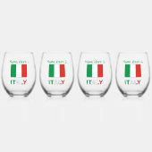 Italië en Italiaanse vlag Groene Personalisatie Wijnglas Zonder Voet (Voorkant)