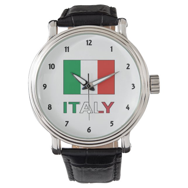 Italië en Italiaanse vlag Horloge (Voorkant)