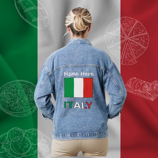 Italië en Italiaanse vlag Witte Personalisatie Denim Jacket
