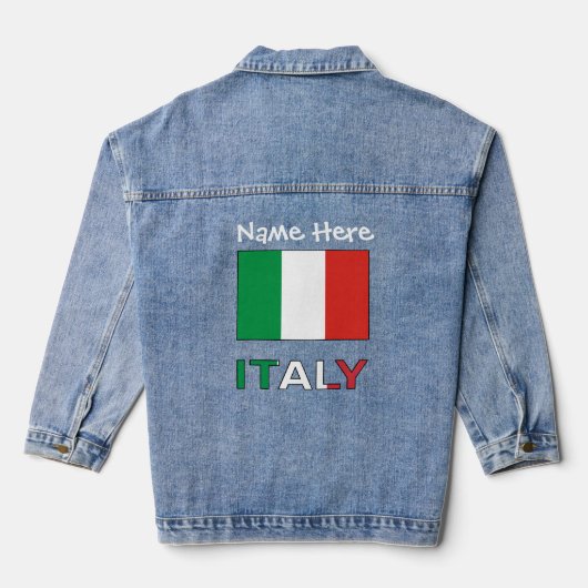 Italië en Italiaanse vlag Witte Personalisatie Denim Jacket (Achterkant)